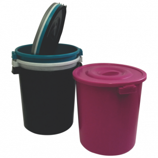 50Lt Round Dustbin & Lid (Black) (100121)